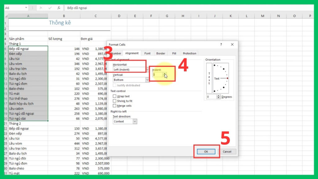 Cách giãn dòng trong Excel không bị mất chữ với tính năng Wrap Text.